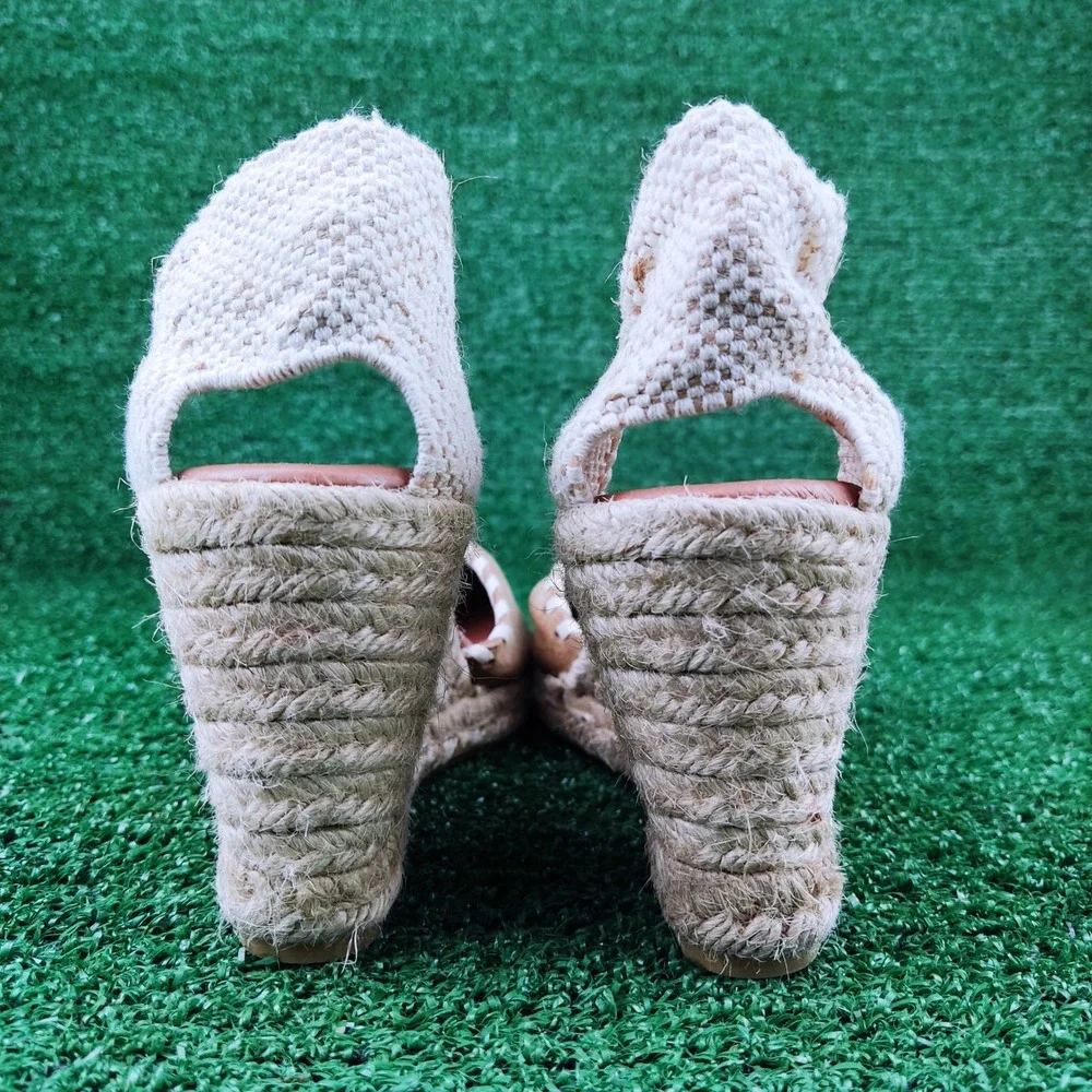 Picon Espadrille Wedge Sandals Womens 8 Tan Suede Slingback Made in Spain Boho